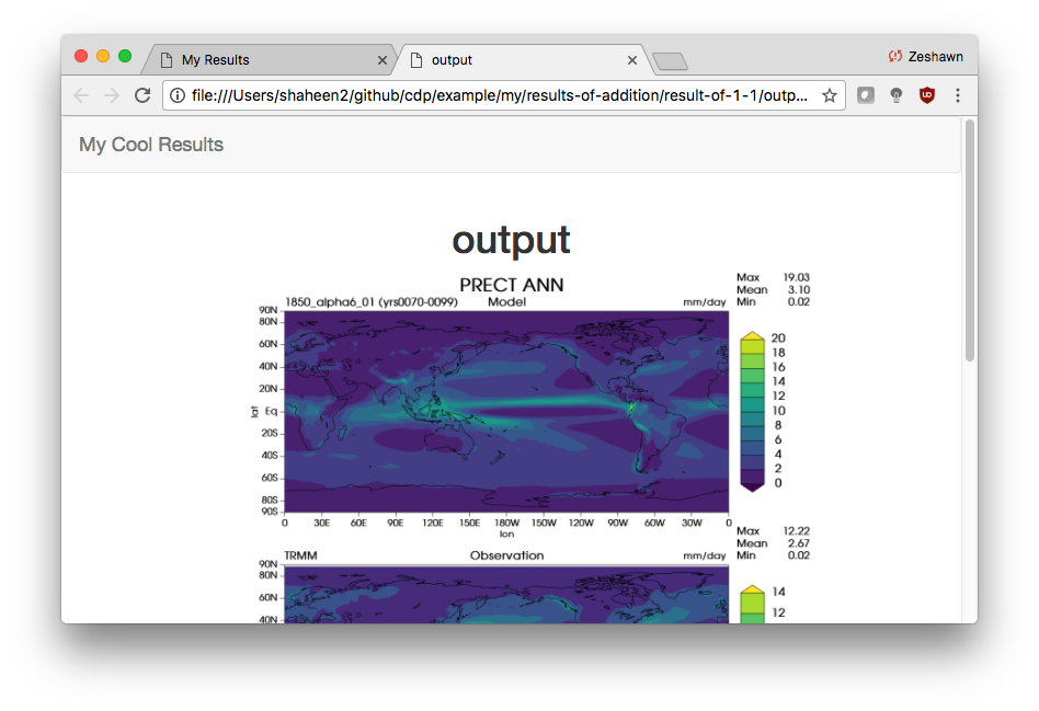 Example of a webpage generated by the Output Viewer.